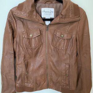 Brown leather jacket. American rag. Size M